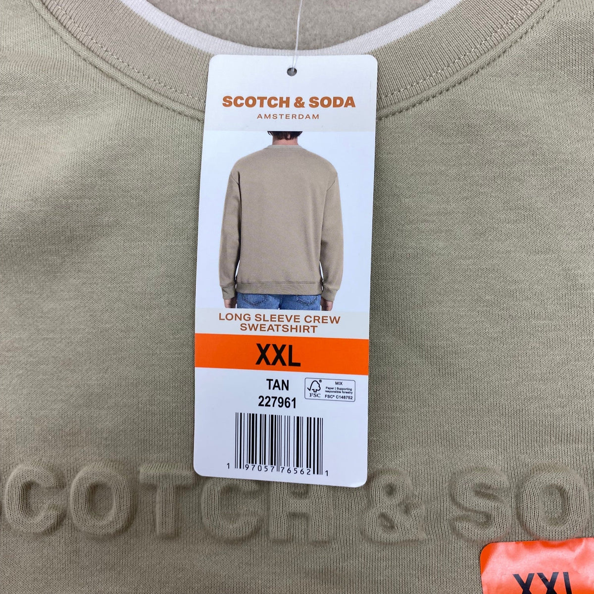 Scotch & Soda Men's Long Sleeve Crew Sweatshirt - Tan SIZE - XXL