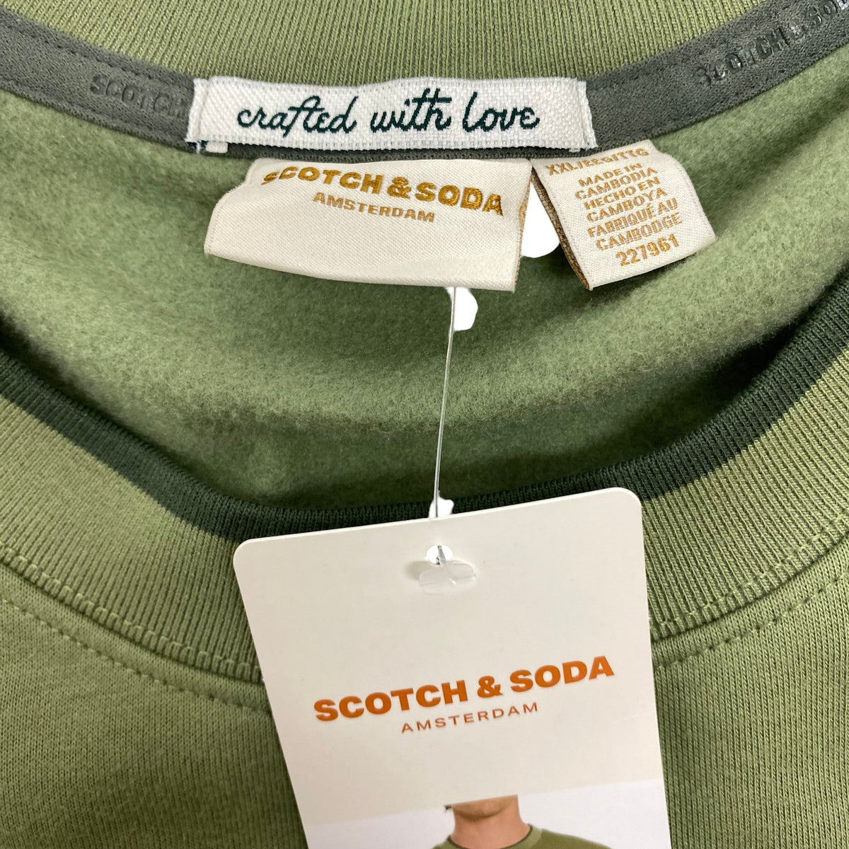 Scotch & Soda Men's Long Sleeve Crew Sweatshirt - Green SIZE - XXL