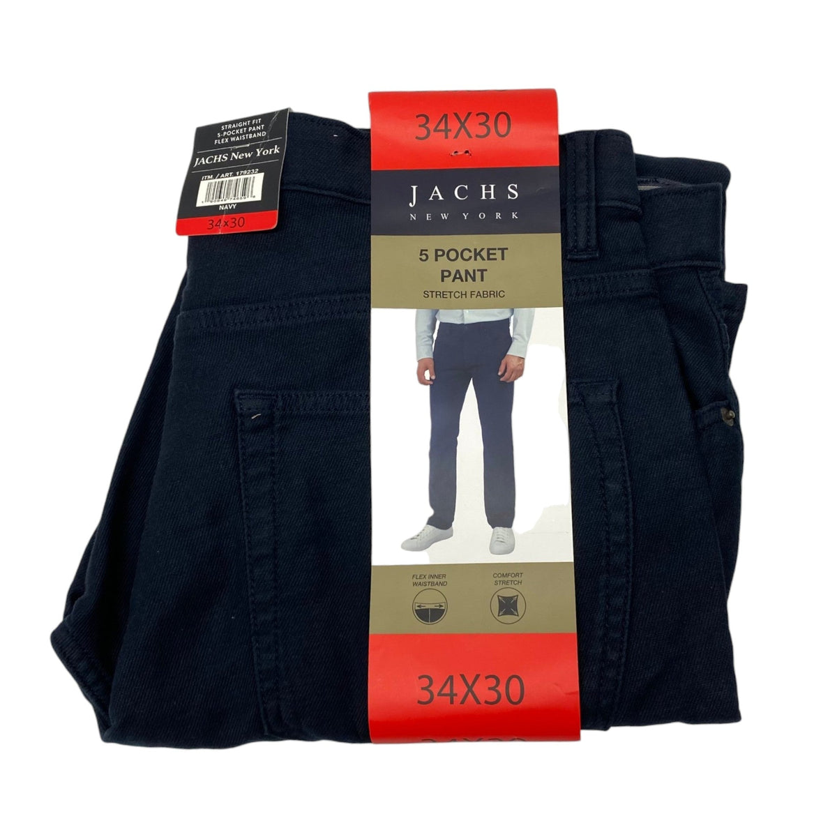 Jachs Men's Straight Fit Pants - Navy SIZE - 34