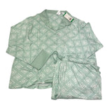 Flora Nikrooz Women's 2 Piece Satin Trim Pyjama Set - Green SIZE - Extra Large