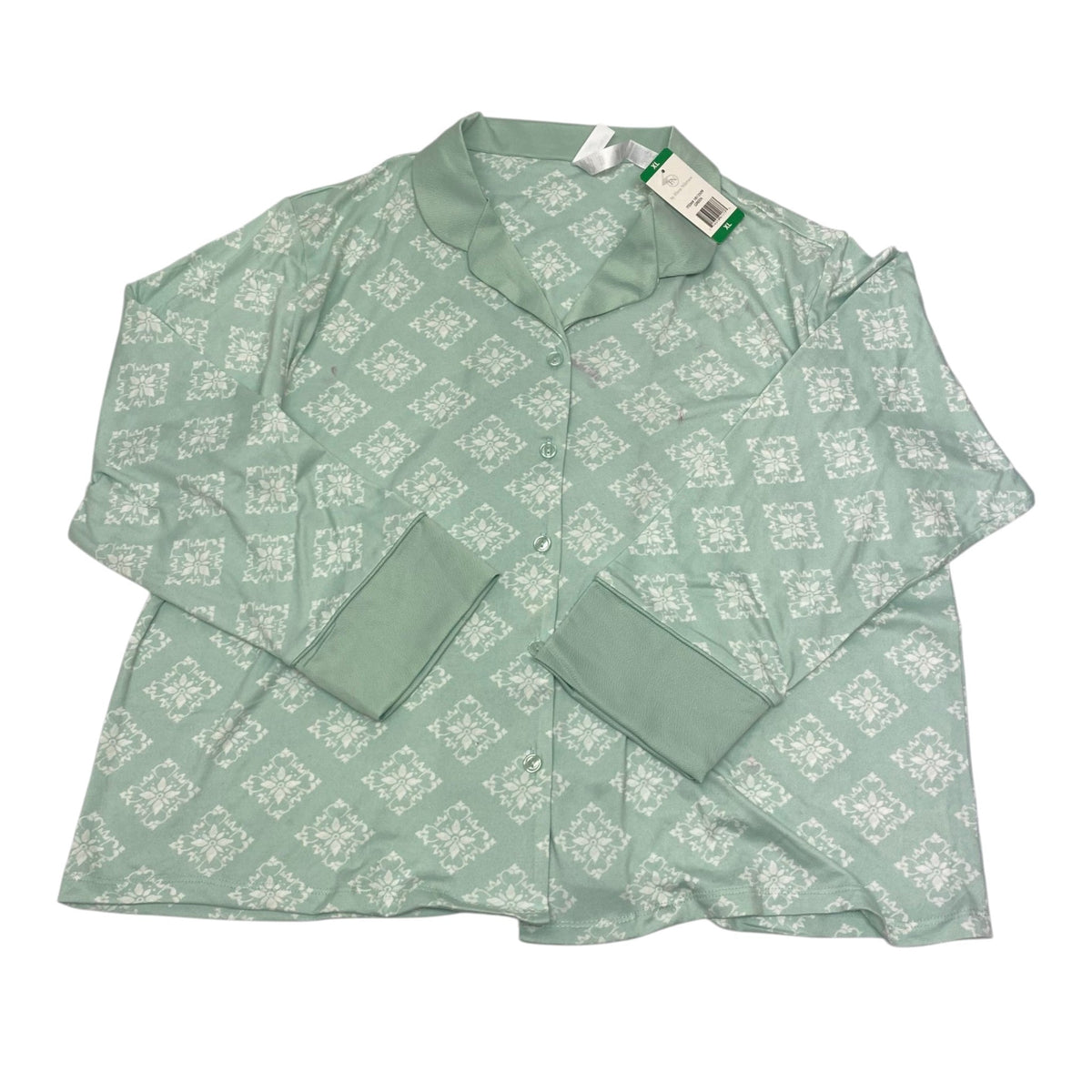 Flora Nikrooz Women's 2 Piece Satin Trim Pyjama Set - Green SIZE - Extra Large