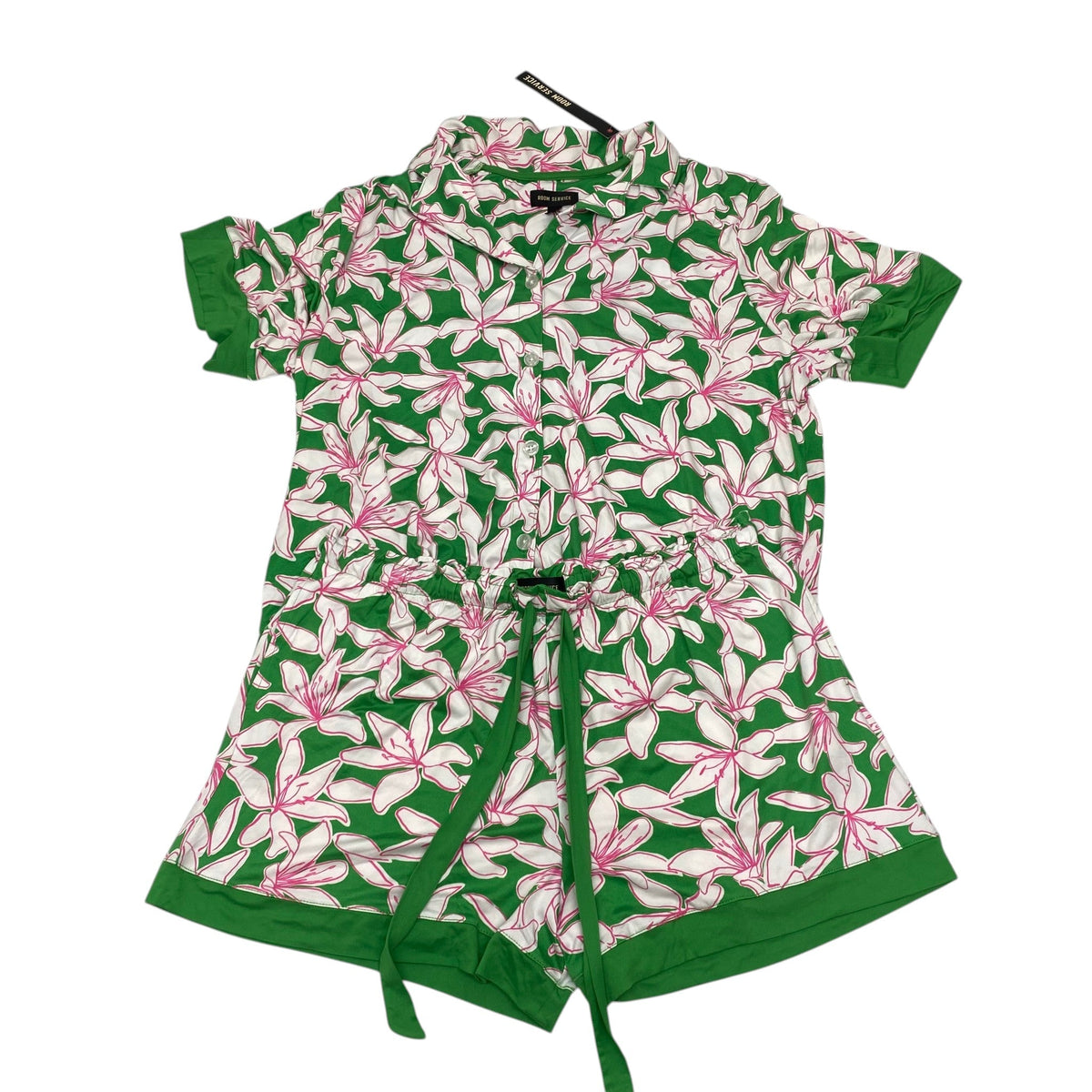 Room Service Women's Summer Pyjama Set - Green Floral SIZE - XXL