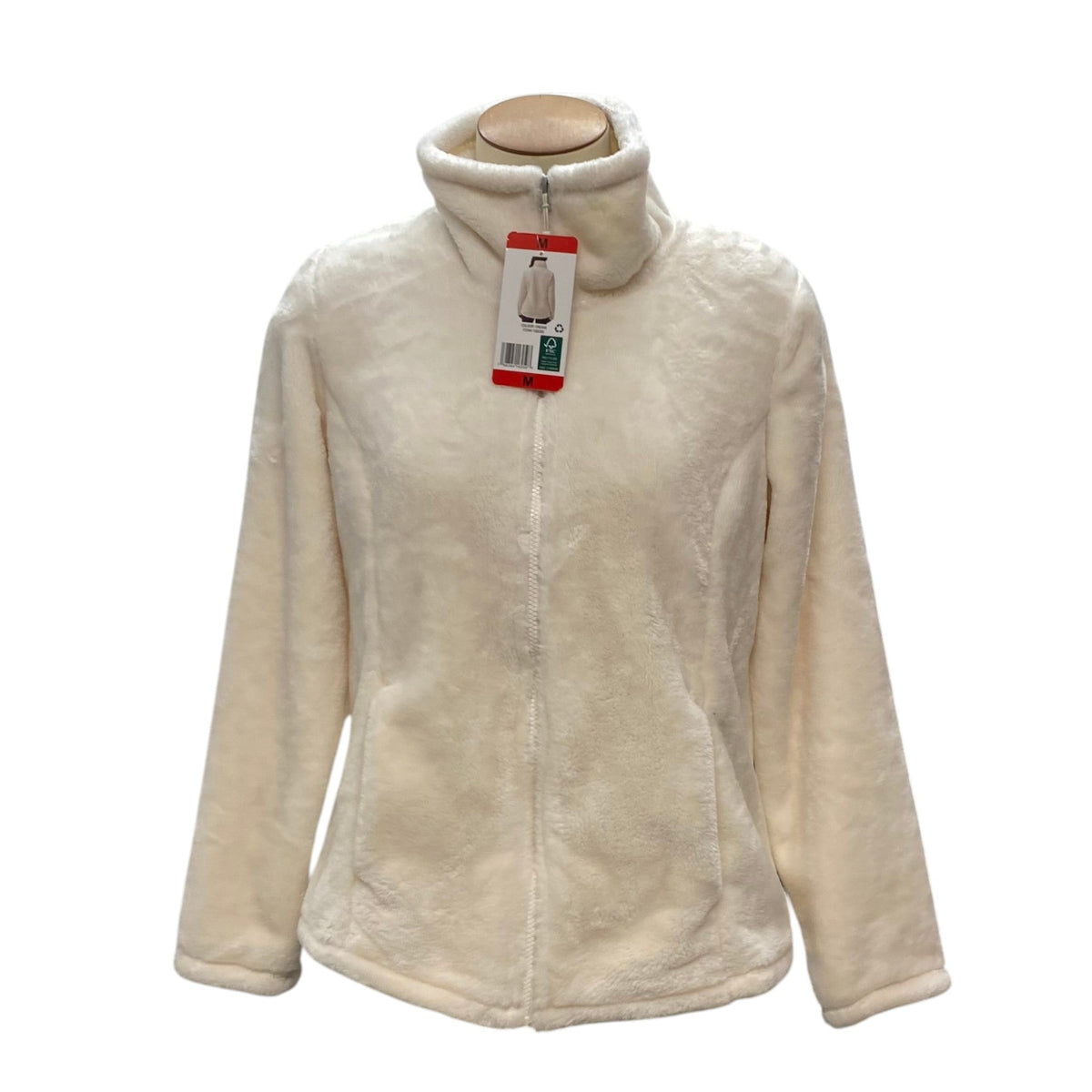 32 Degrees Women's Faux Fur Zip Up Jacket - Cream SIZE - Medium