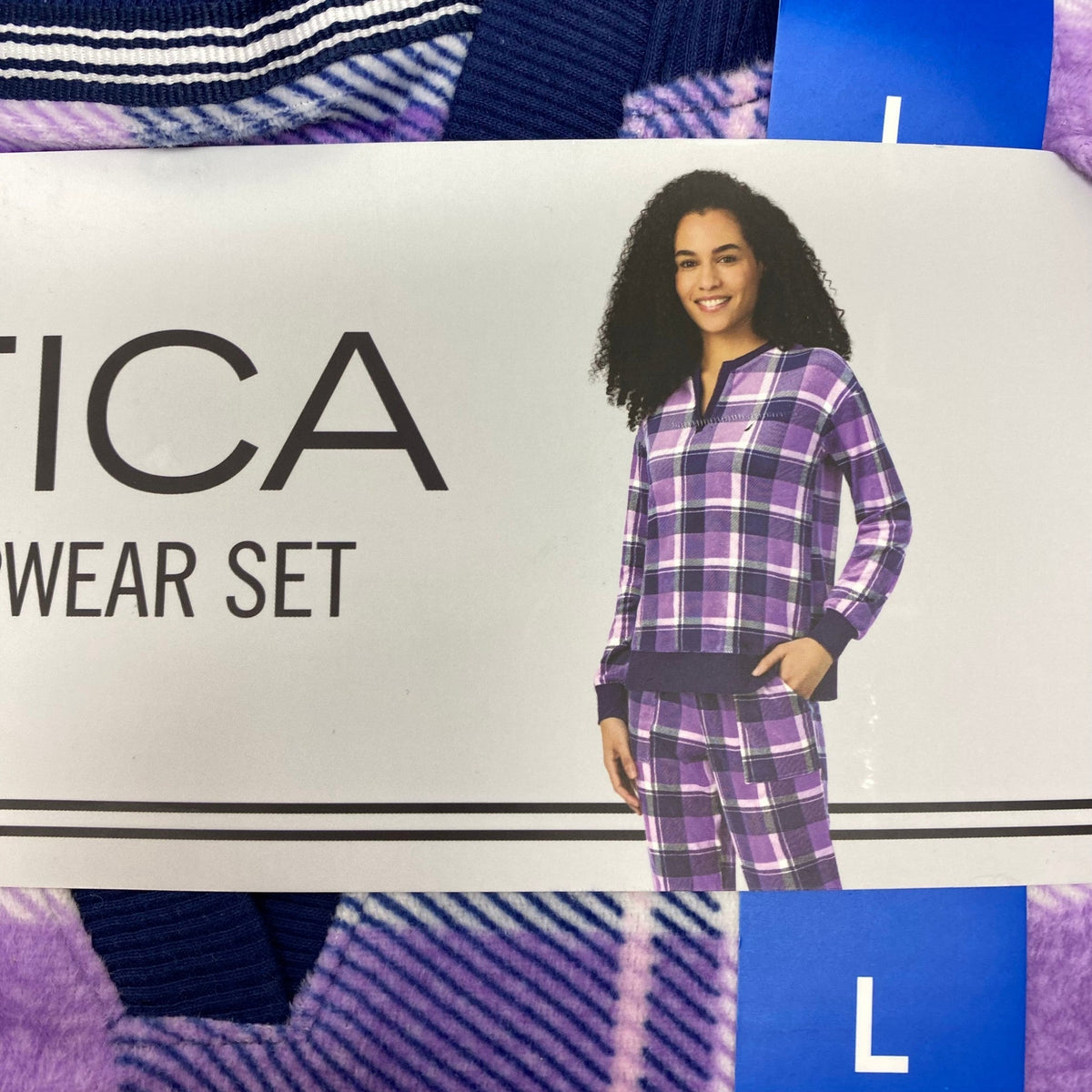 Nautica Women's 2 Piece Fleece Pyjama Set - Purple Plaid SIZE - Large