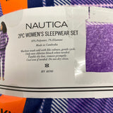 Nautica Women's 2 Piece Fleece Pyjama Set - Purple Plaid SIZE - XXL