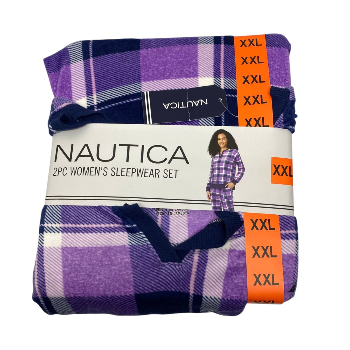 Nautica Women's 2 Piece Fleece Pyjama Set - Purple Plaid SIZE - XXL