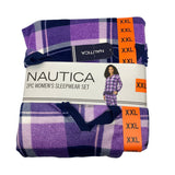 Nautica Women's 2 Piece Fleece Pyjama Set - Purple Plaid SIZE - XXL