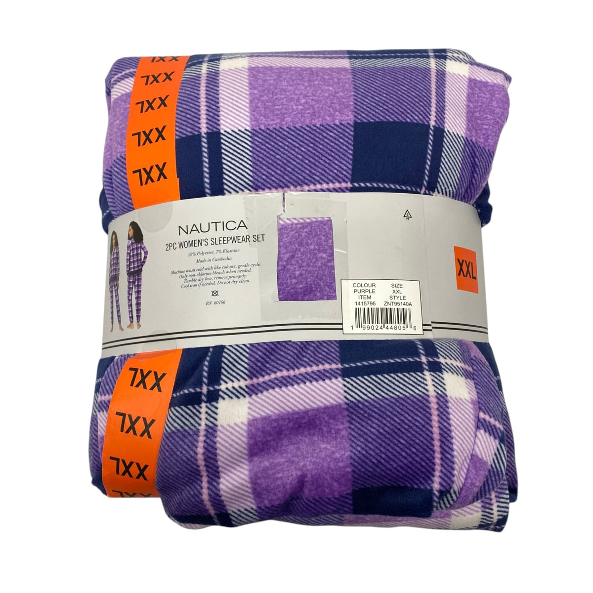 Nautica Women's 2 Piece Fleece Pyjama Set - Purple Plaid SIZE - XXL
