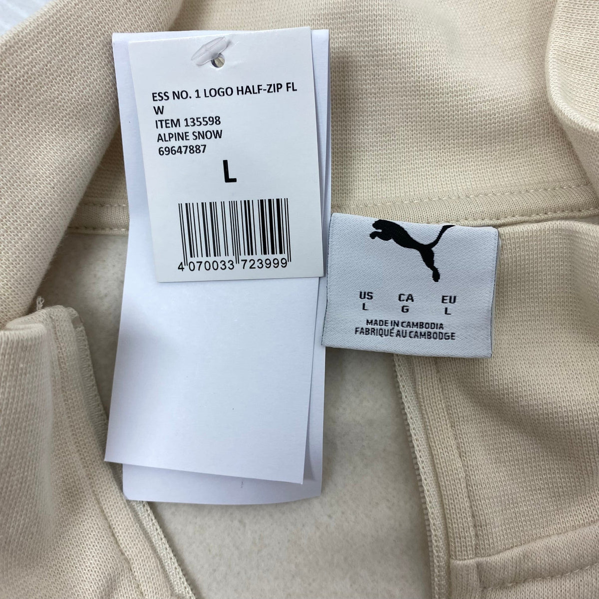 Puma Women's Half-Zip Sweatshirt - Alpine Snow SIZE - Large