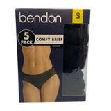 Bendon Women's 5 Pack Comfy Brief - Black SIZE - Small