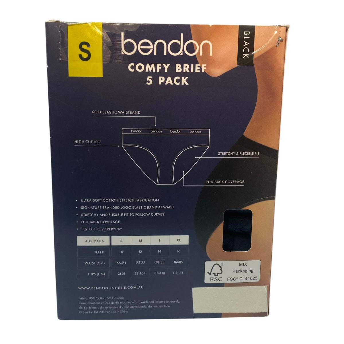Bendon Women's 5 Pack Comfy Brief - Black SIZE - Small