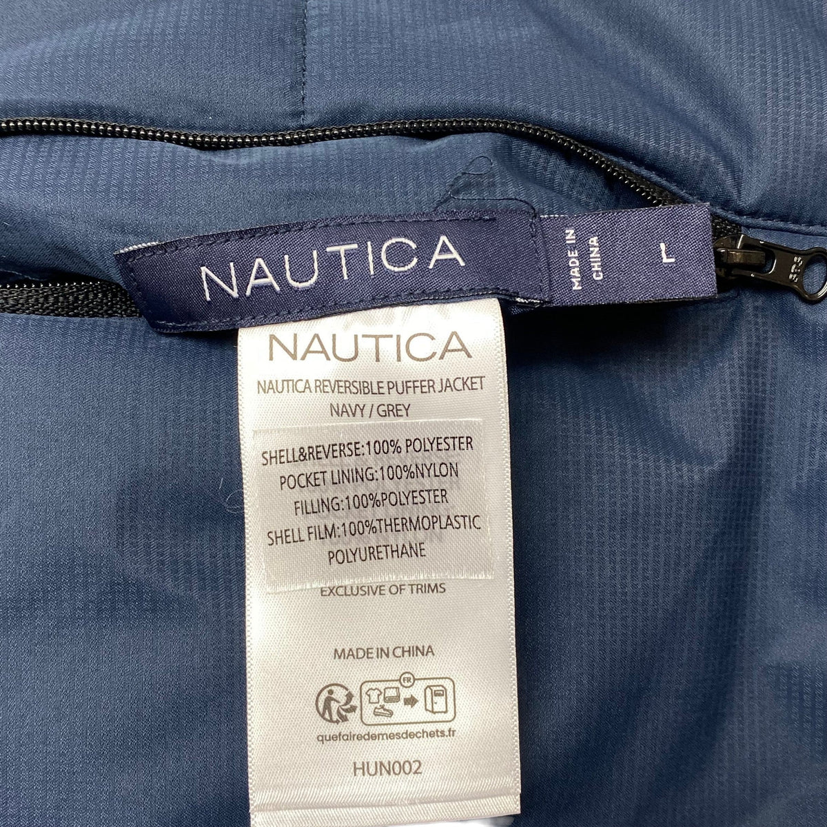 Nautica Men's Reversible Puffer Jacket - Navy/Grey SIZE - Large