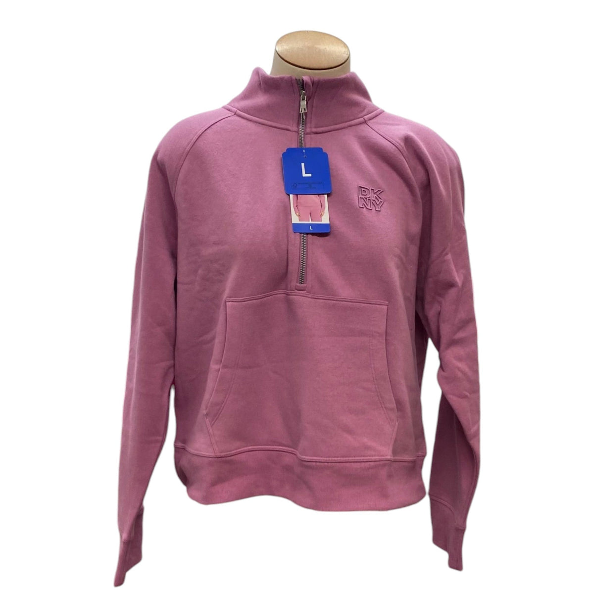DKNY Women's Half Zip Sweatshirt - Dusty Orchid SIZE - Large