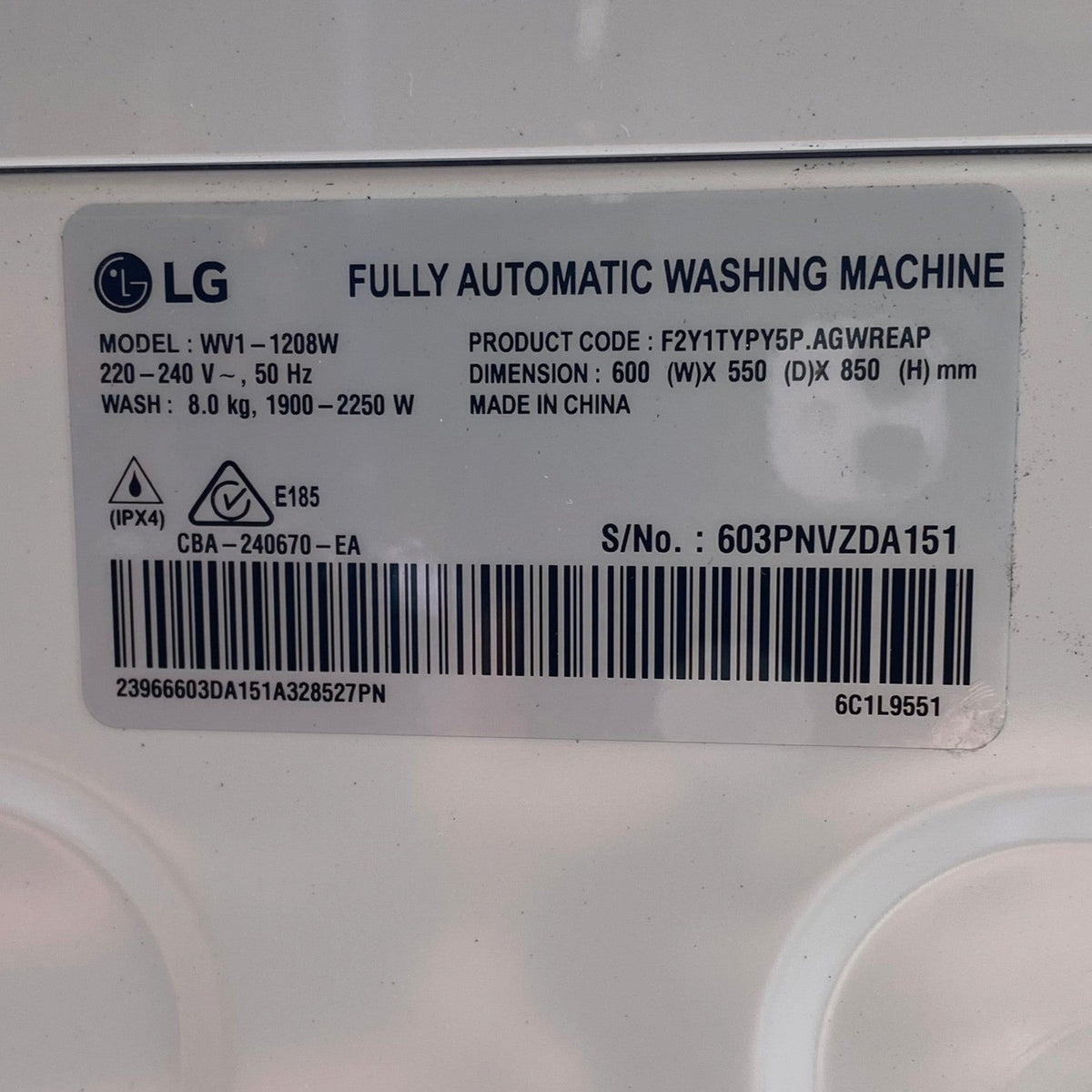 LG 8kg Series 1 Front Load Washer - CLICK AND COLLECT ONLY