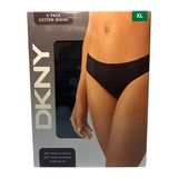 DKNY Women's 4x Cotton Bikini Brief - Black SIZE - Extra Large