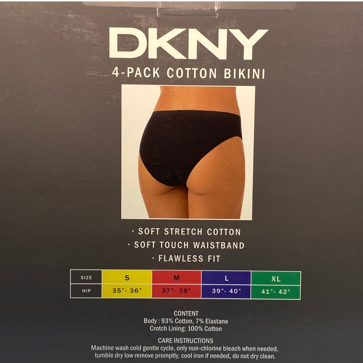DKNY Women's 4x Cotton Bikini Brief - Black SIZE - Extra Large