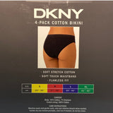 DKNY Women's 4x Cotton Bikini Brief - Black SIZE - Extra Large