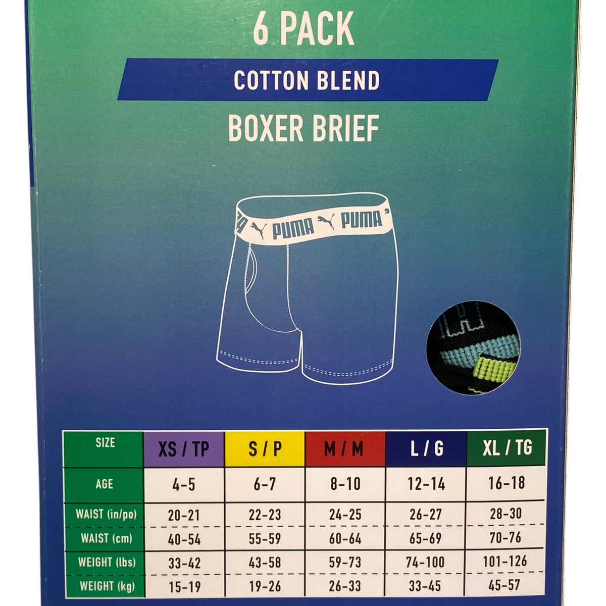 Puma Boys's 6 Pack Boxer Briefs SIZE - Medium