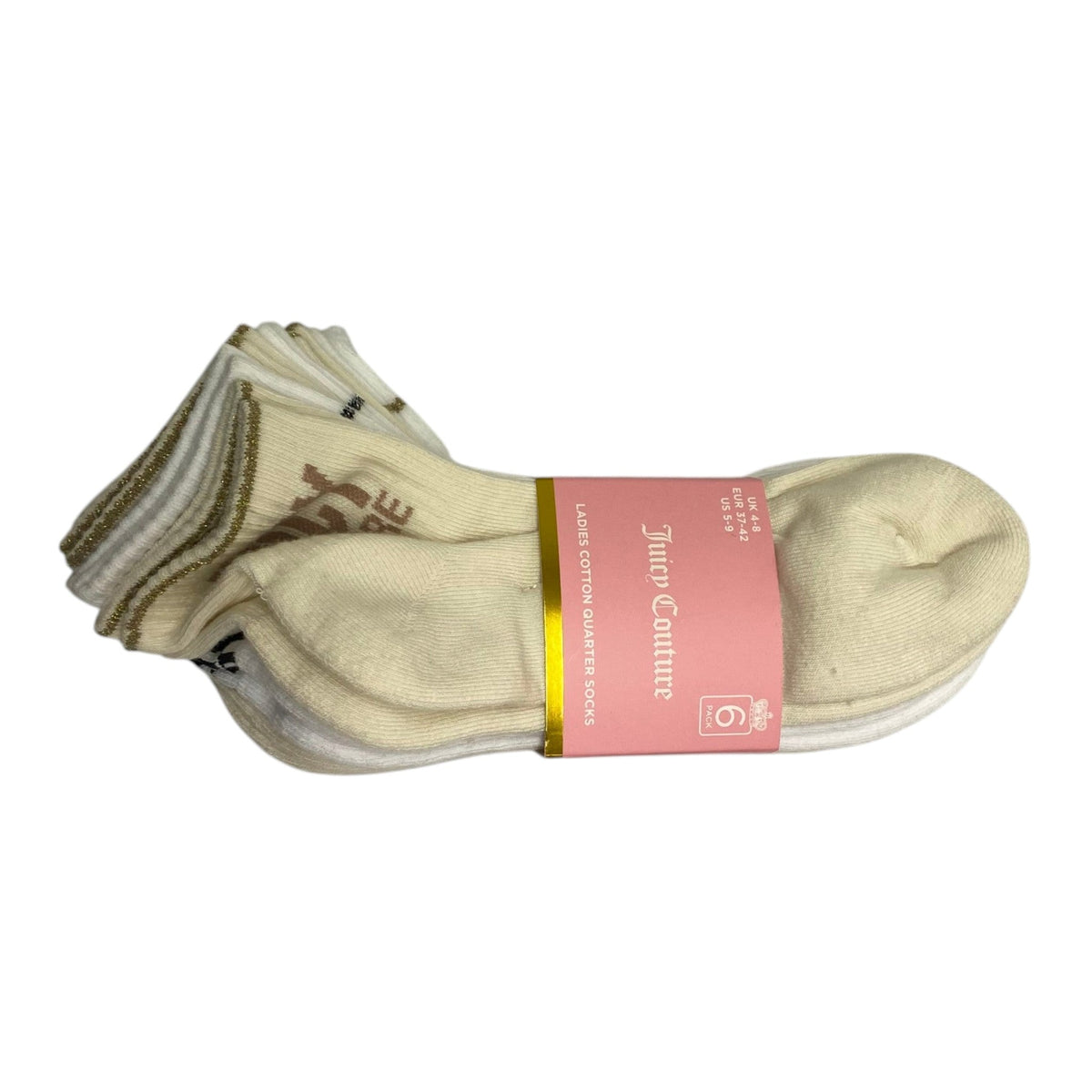Juicy Couture Women's 6x Quarter Crew Socks - Euro 37-42