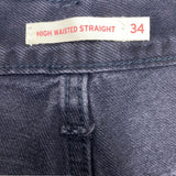 Levis Women's High Waisted Straight Jean - Black Wash SIZE - 34