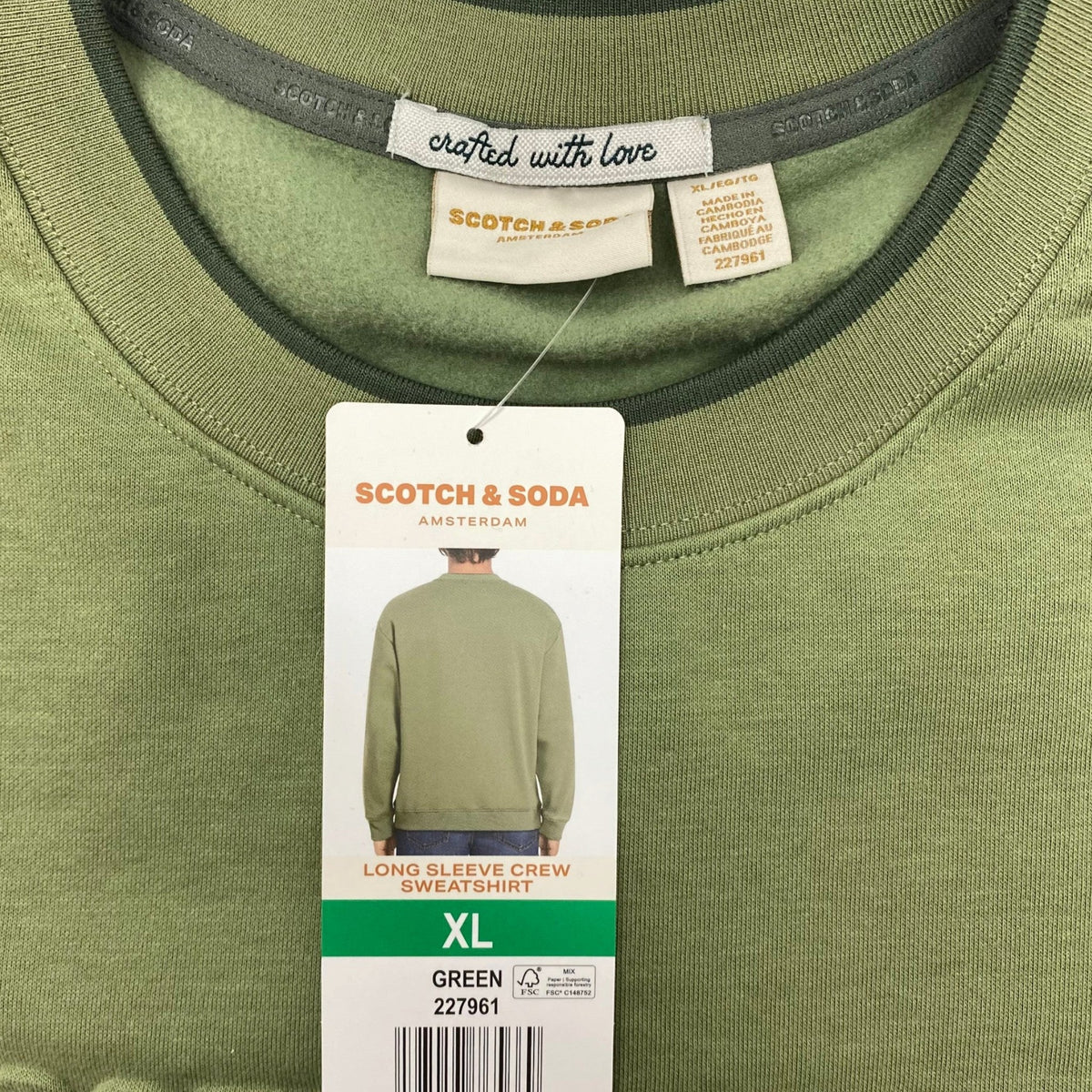 Scotch & Soda Men's Long Sleeve Crew Sweatshirt - Green SIZE - Extra Large