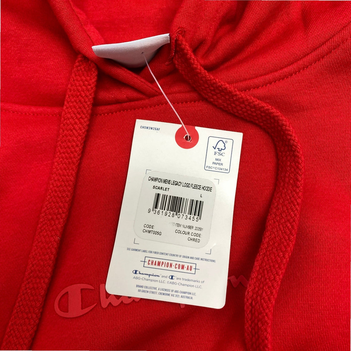Champion Men's Legacy Fleece Logo Hoodie - Scarlet Red SIZE - Large