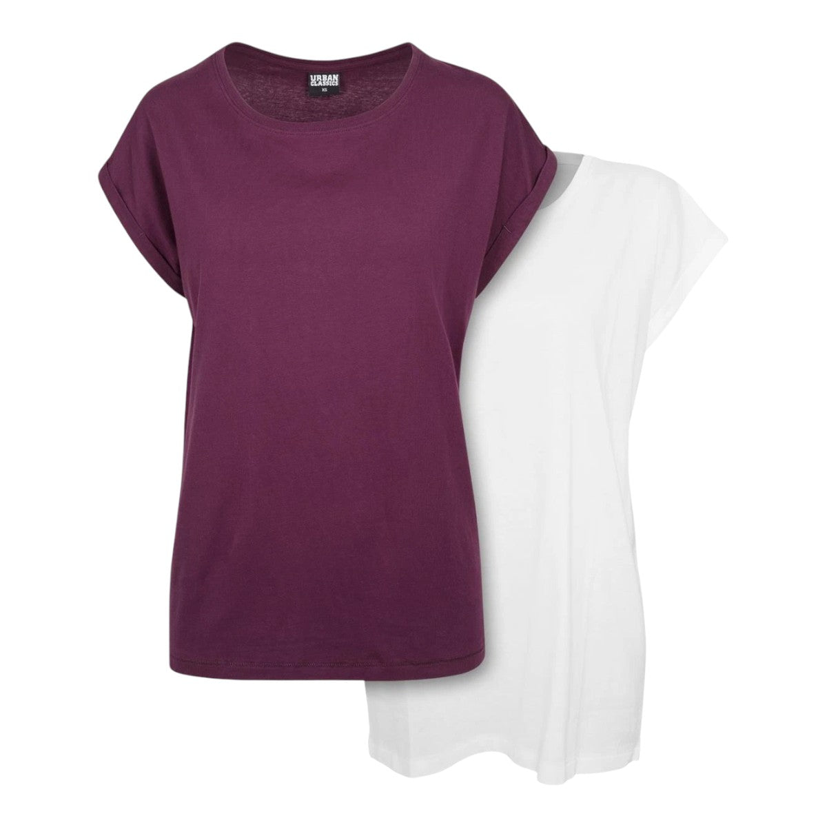 Urban Classics Ladies Extended Shoulder Tee 2-Pack Cherry & White