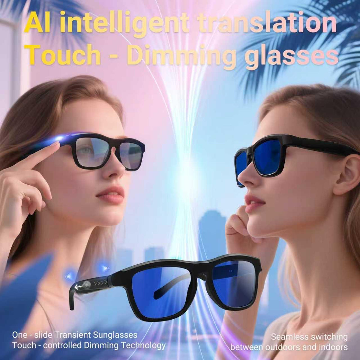 AI Intelligent Touch-Dimming Glasses with Built in Headphones GV90