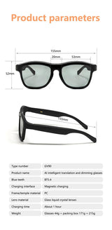 AI Intelligent Touch-Dimming Glasses with Built in Headphones GV90