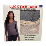 Lucky Brand 2 Pack Long Sleeve Lounge V-Neck Grey/Pink SIZE - Large